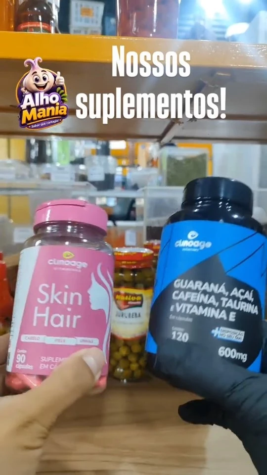 Nossa linha de suplementos — publicação do Instagram da Alho Mania